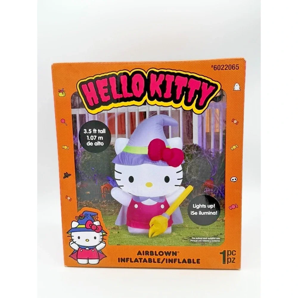 Hello Kitty Witch Halloween 3.5 Ft Light Up Airblown Inflatable Gemmy Sanrio